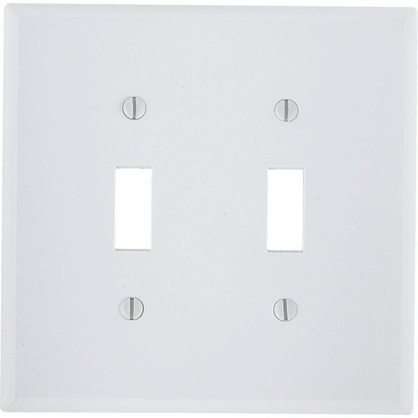 Leviton 2-Gang Smooth Plastic Mid-Way Toggle Switch Wall Plate, White 003-80509-00W